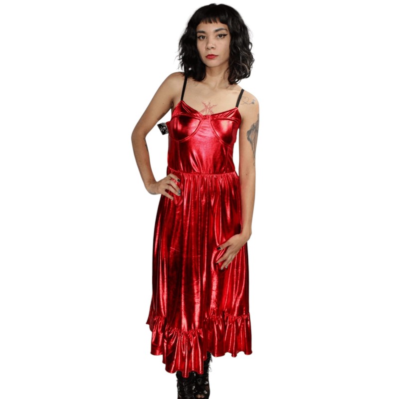 Vestido Freya Rojo Metalico