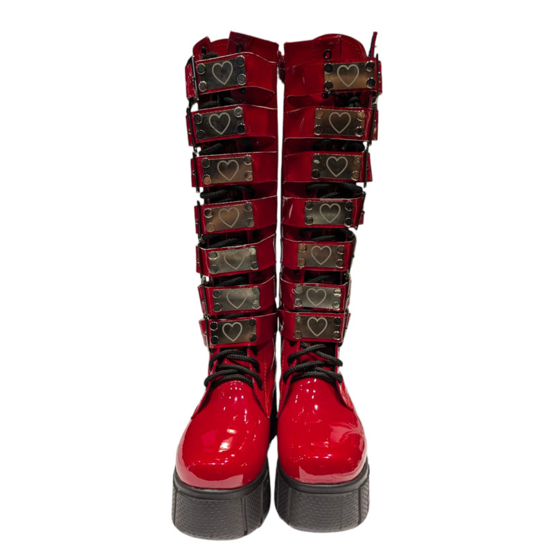 Bota Morbida Corazon CharolROJO